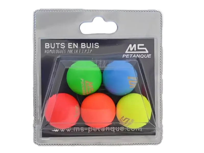 MS Pack de 5 Boliches de madera para petanca en colores surtidos